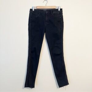 Driftwood Braided Side Jackie Skinny Raw Hem Black Jeans - 27